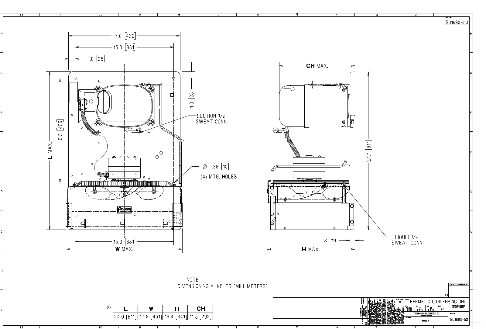 Tecumseh AJA9486EXDXD Drawing Data