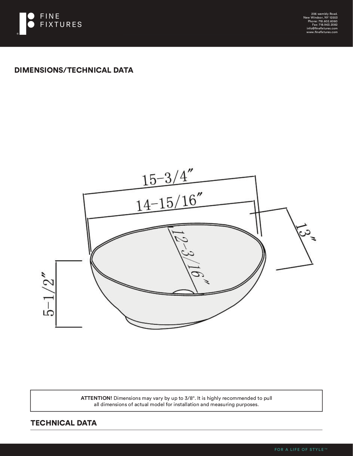Fine Fixtures FINF1067 Specifications - ManualMachine.com