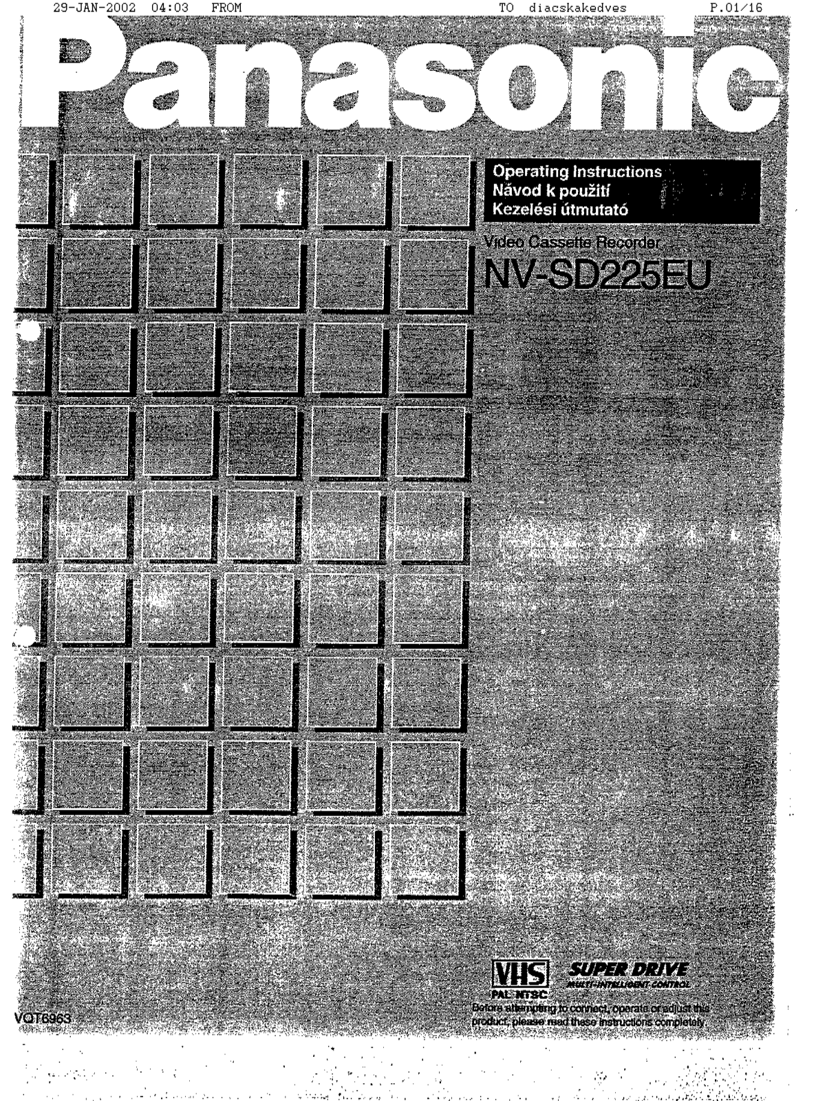 Panasonic NVSD225EU Operating Instructions