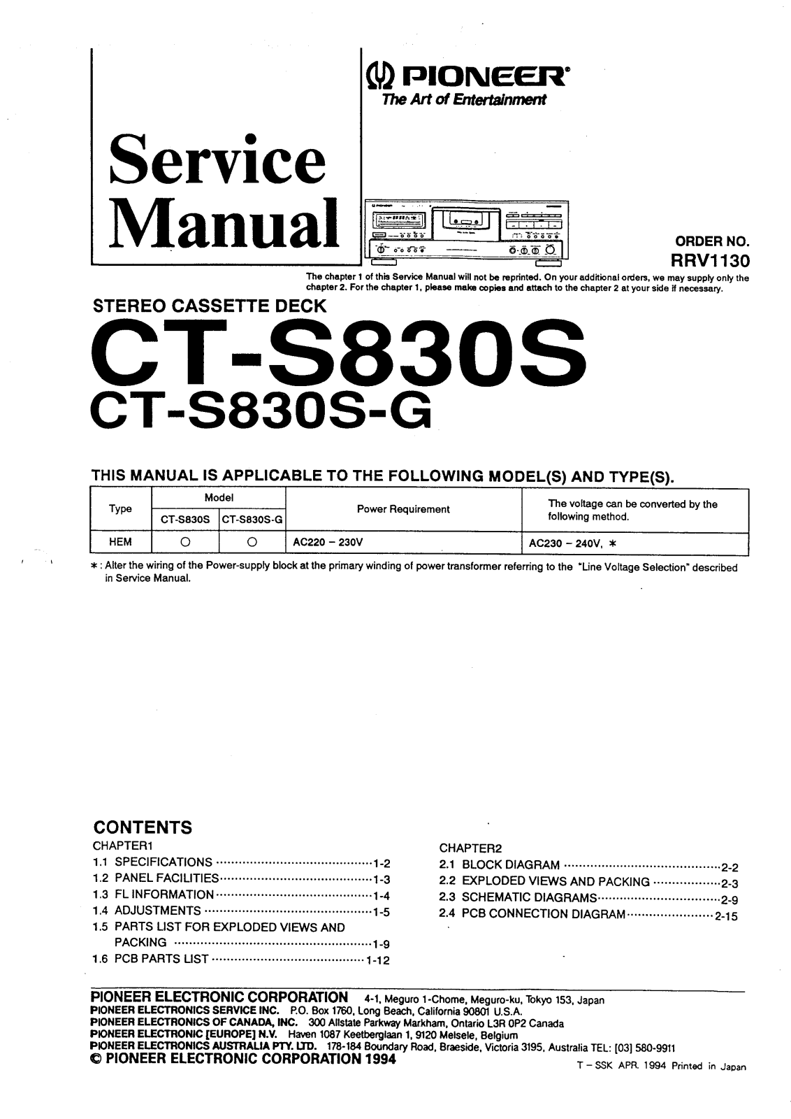 Pioneer CTS-830-S Service manual