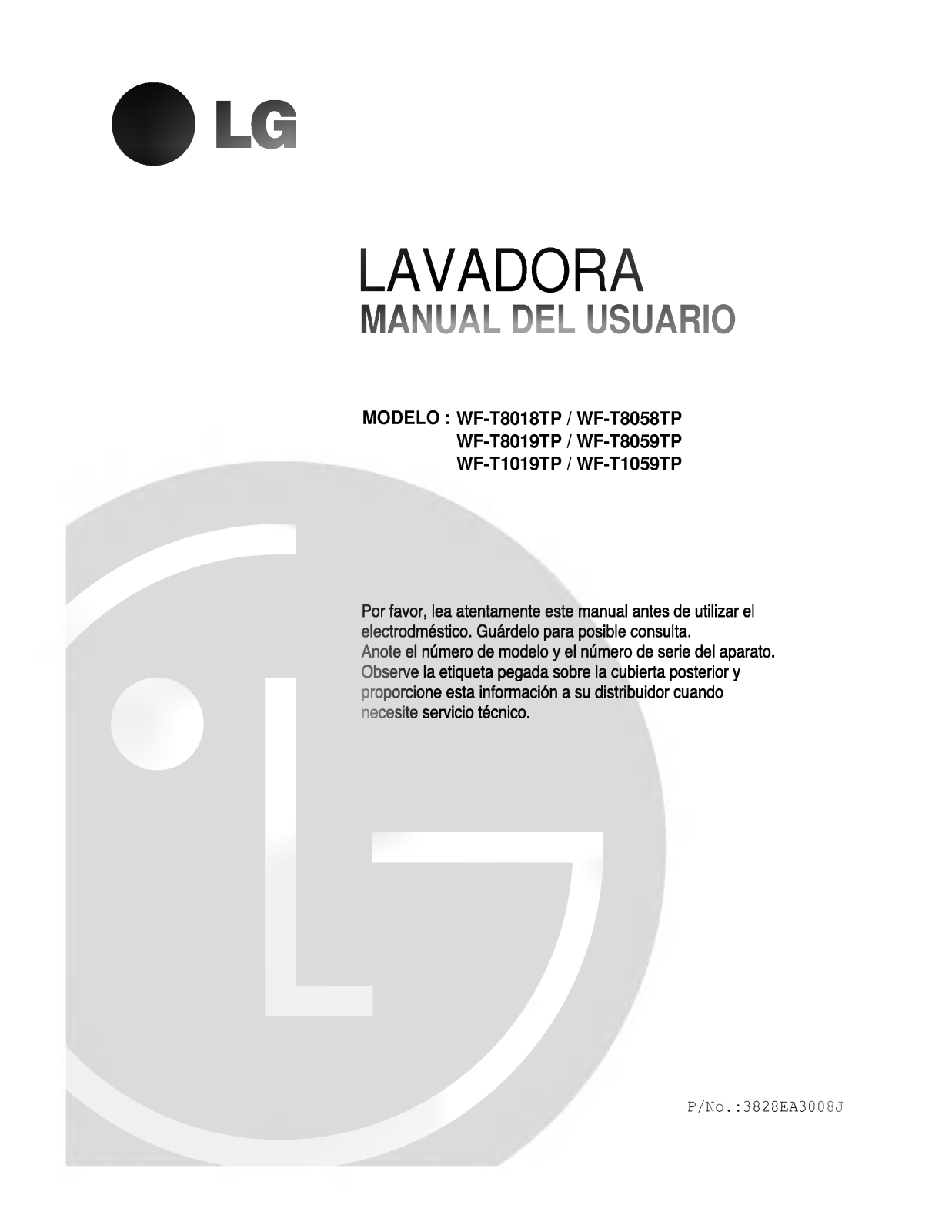 LG WF-T8018TP Owner's Manual