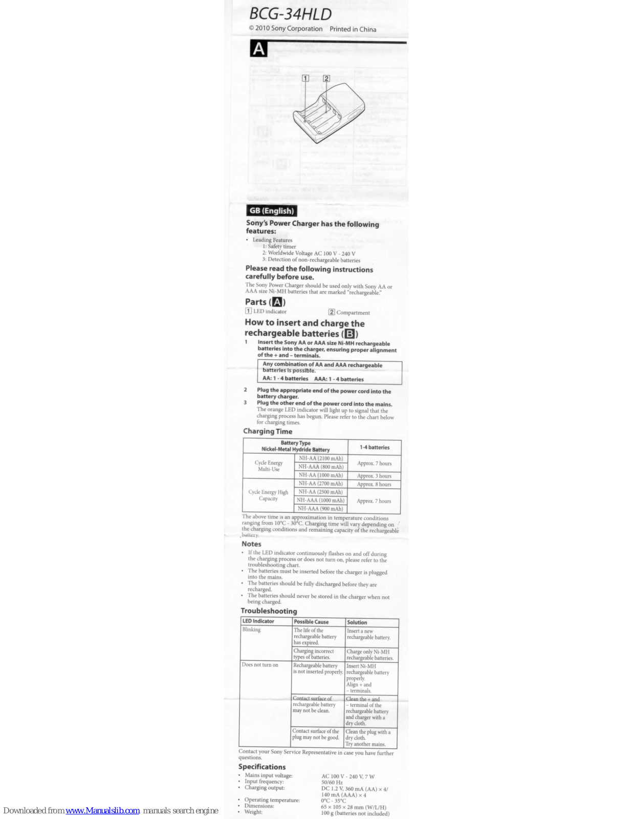 Sony BCG34HLD4EN, BCG-34HLD User Manual