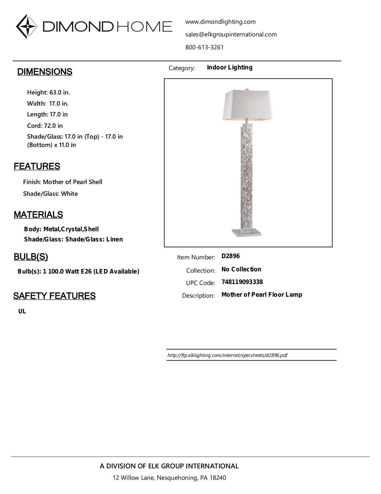 ELK Home D2896 User Manual