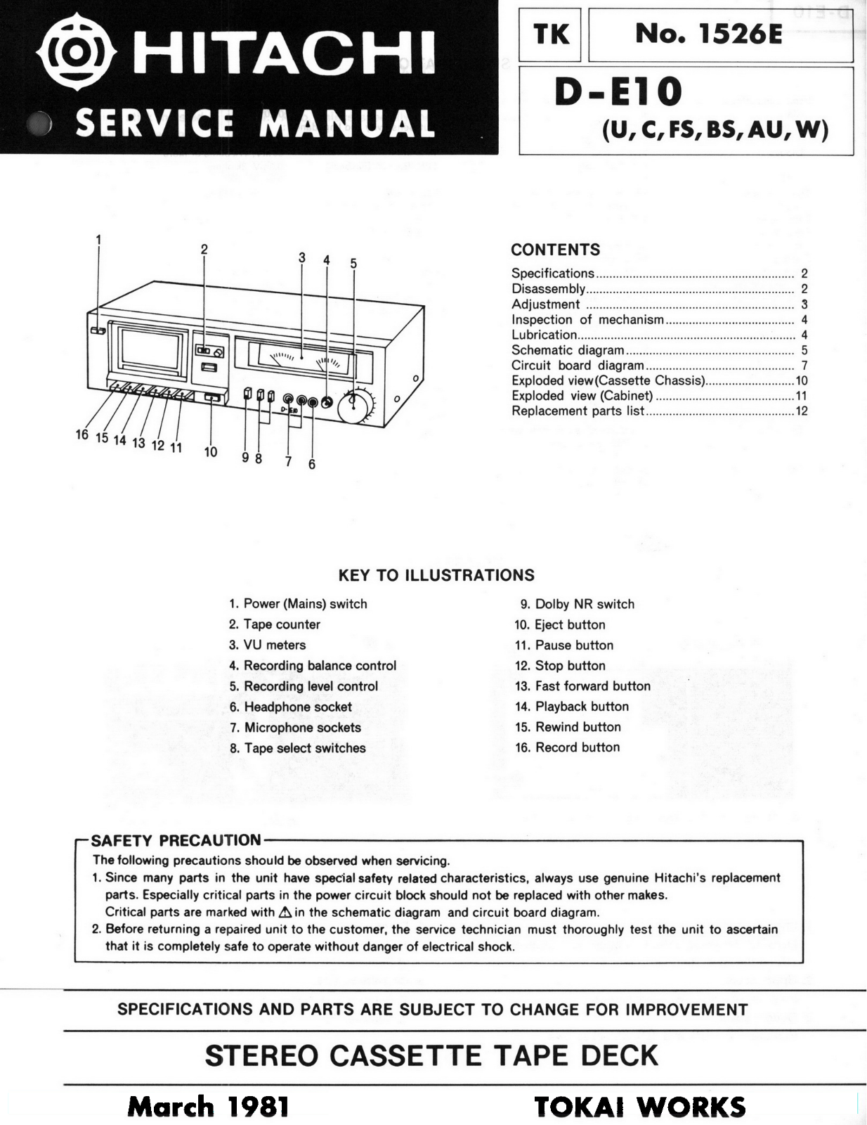 Hitachi DE-10 Schematic