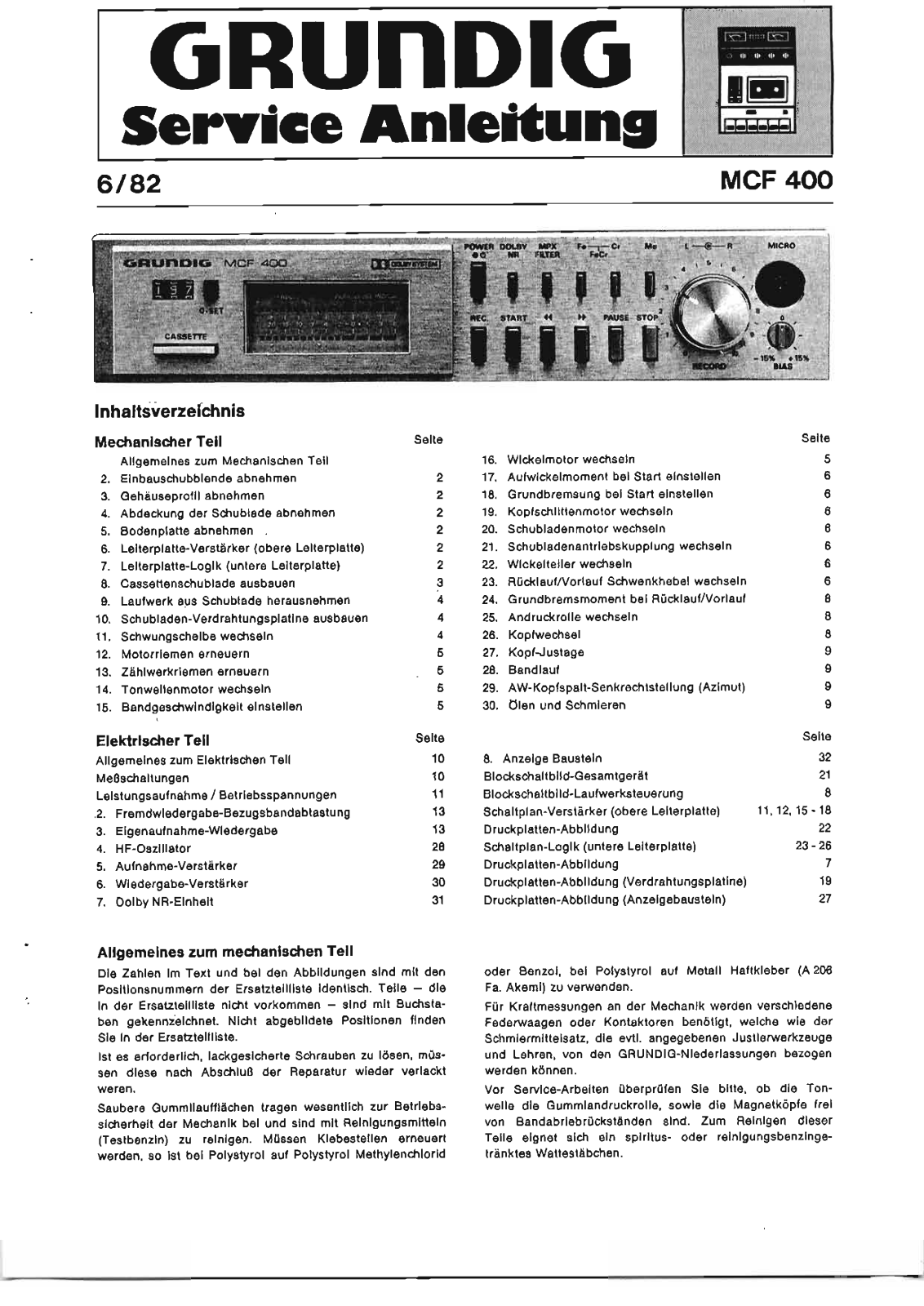Grundig MCF-400 Service Manual
