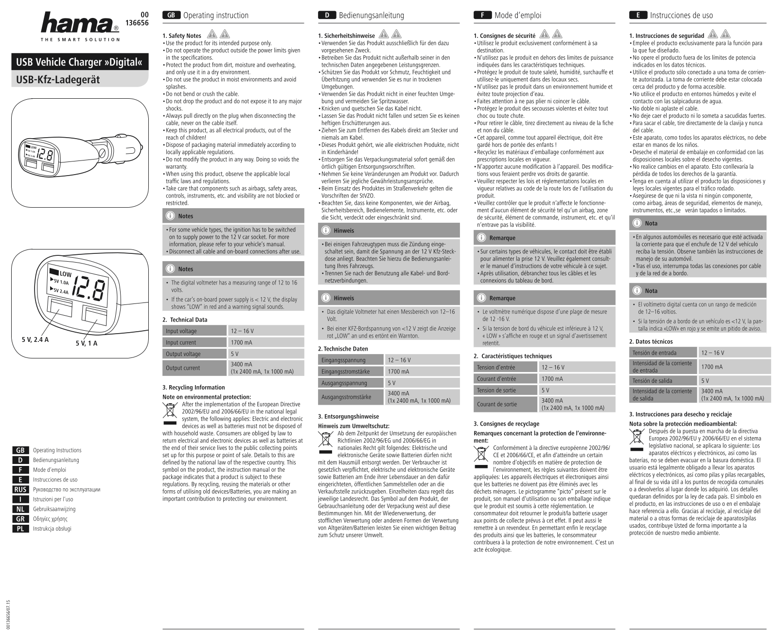 Hama 00136656 User manual