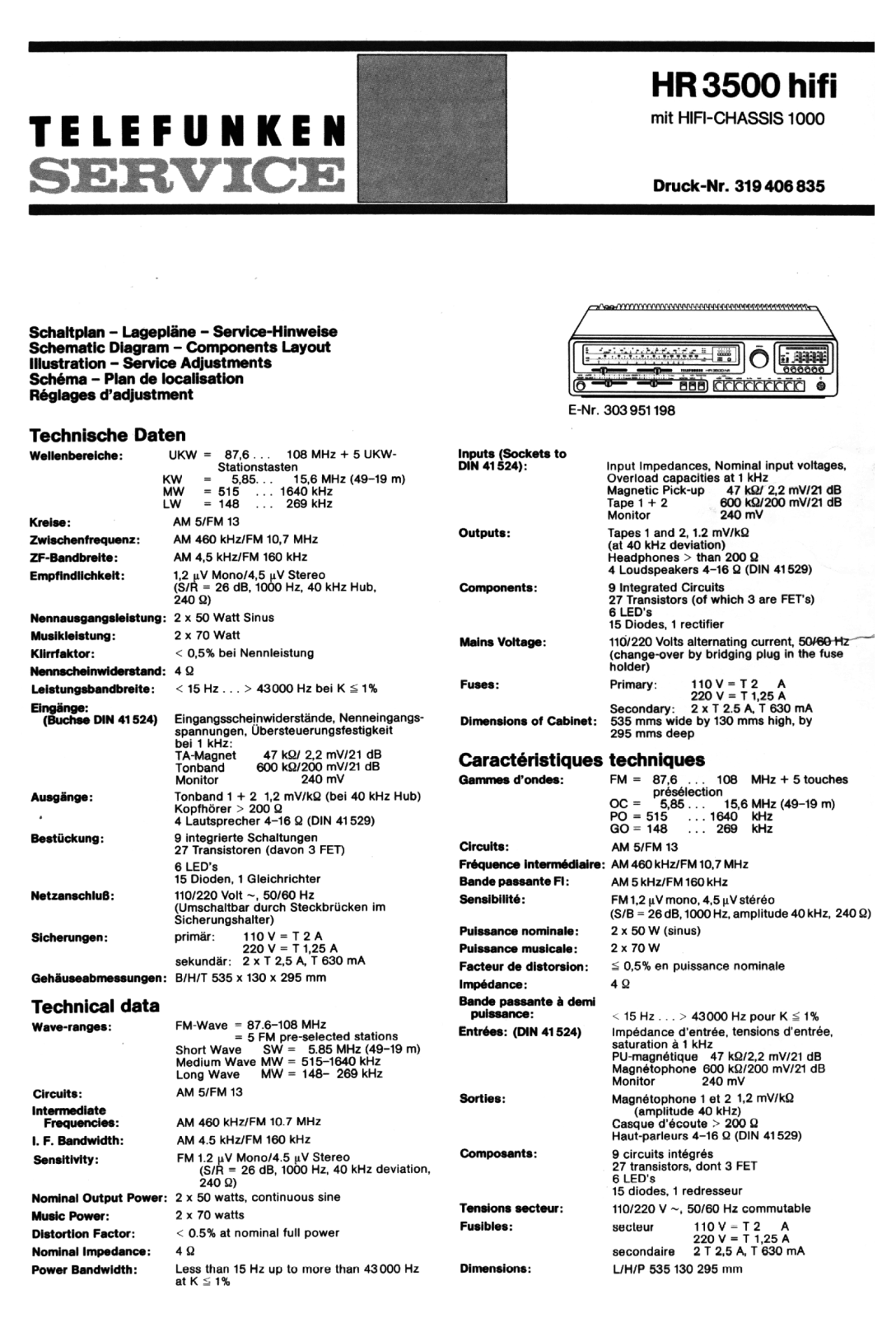 Telefunken HR-3500 Service manual