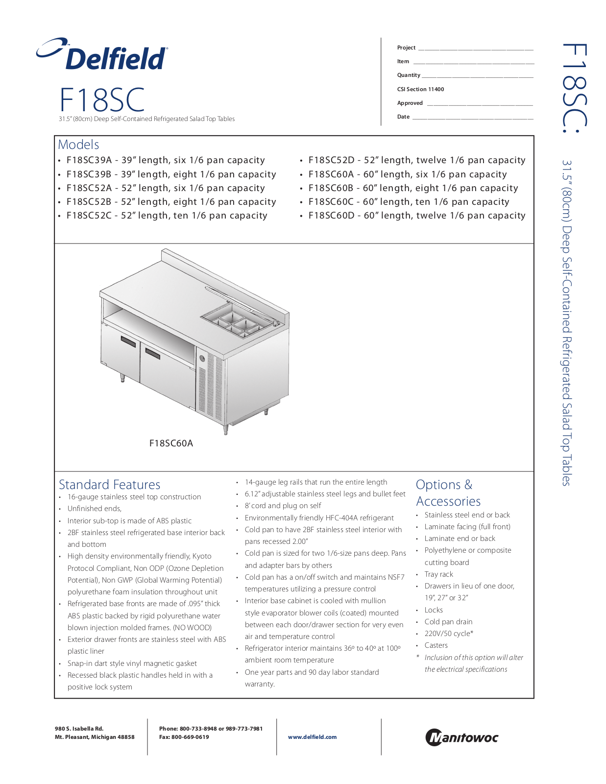 Delfield F18SC39A User Manual