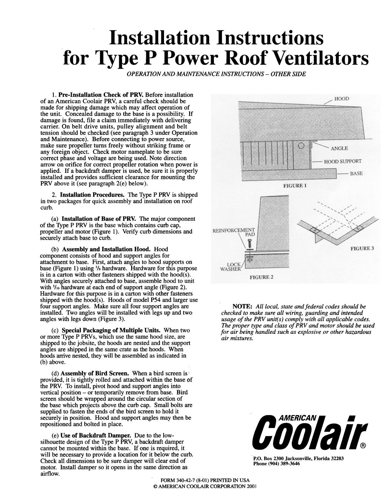 Control Products PRV Installation Manual