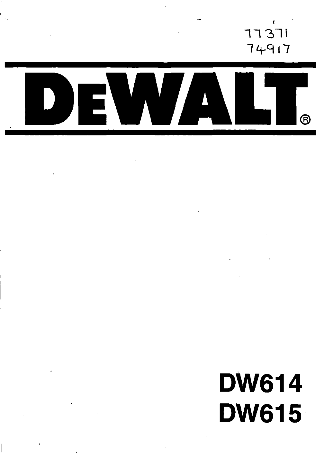 DeWalt DW614, DW615 User Manual