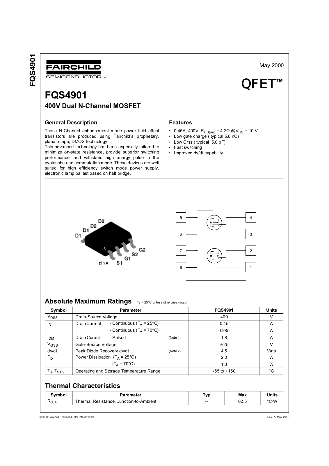 Fairchild Semiconductor FQS4901 Datasheet