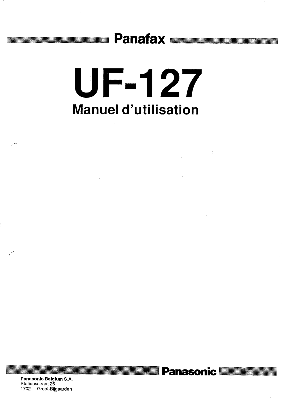 PANASONIC UF-127 User Manual