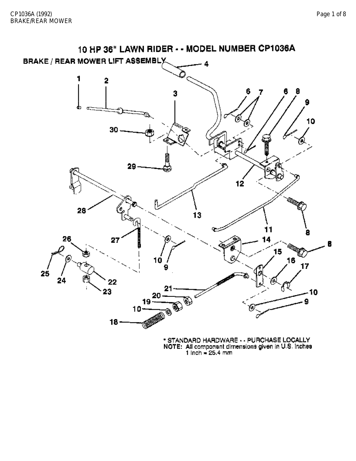 AYP CP1036A Parts List