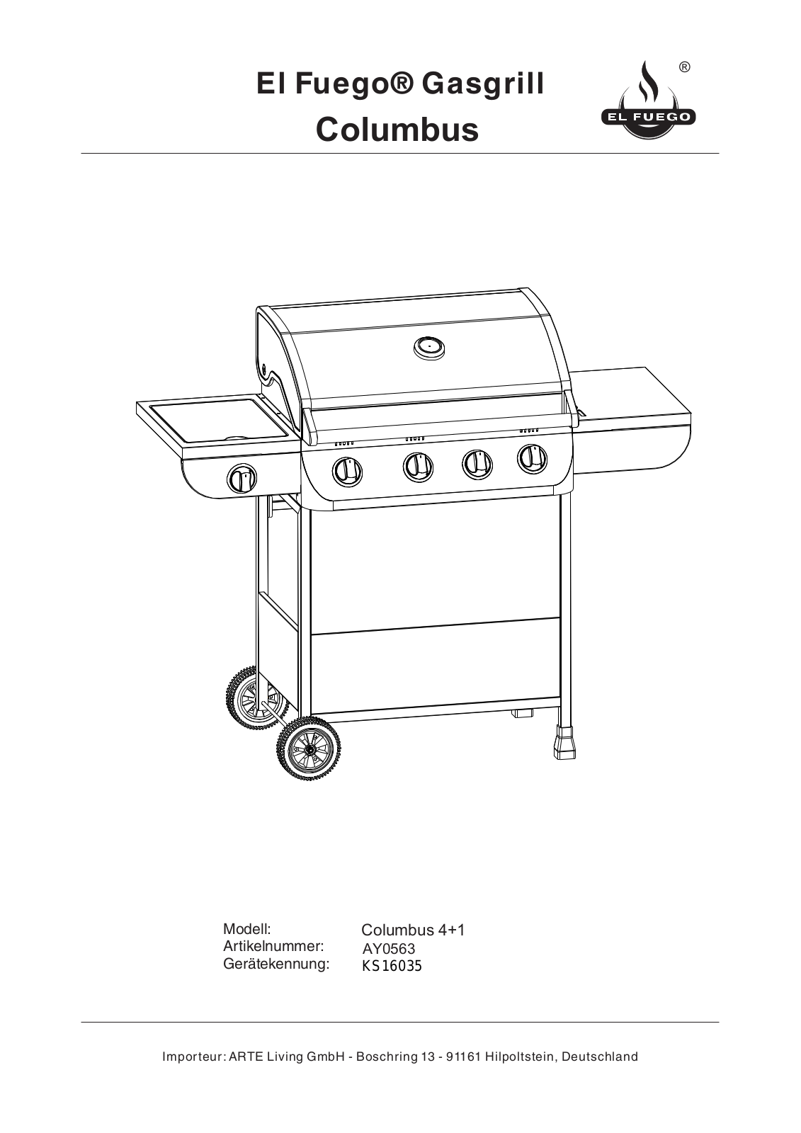 El Fuego Columbus 4 + 1 Installation manual