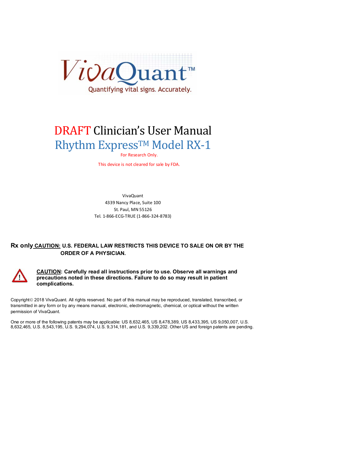 VivaQuant RX-1-SQVZ User Manual