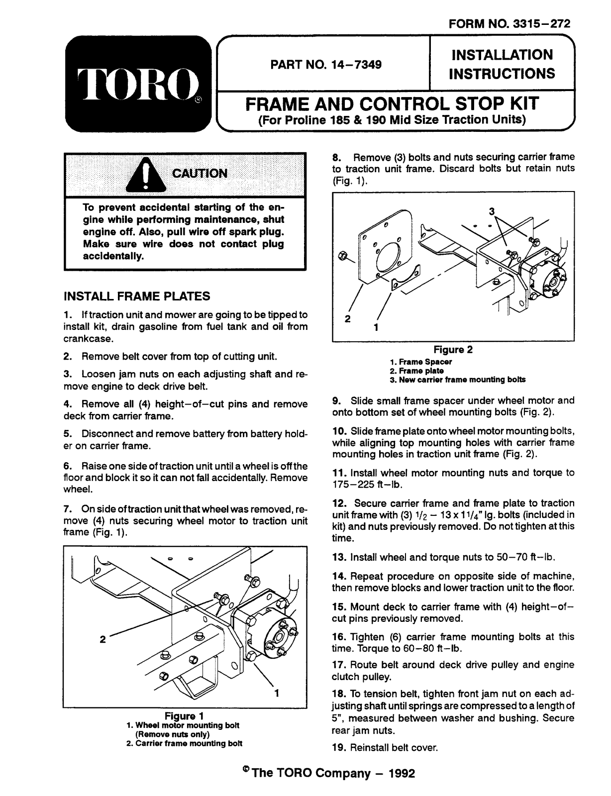 Toro 14-7349 Installation Instructions