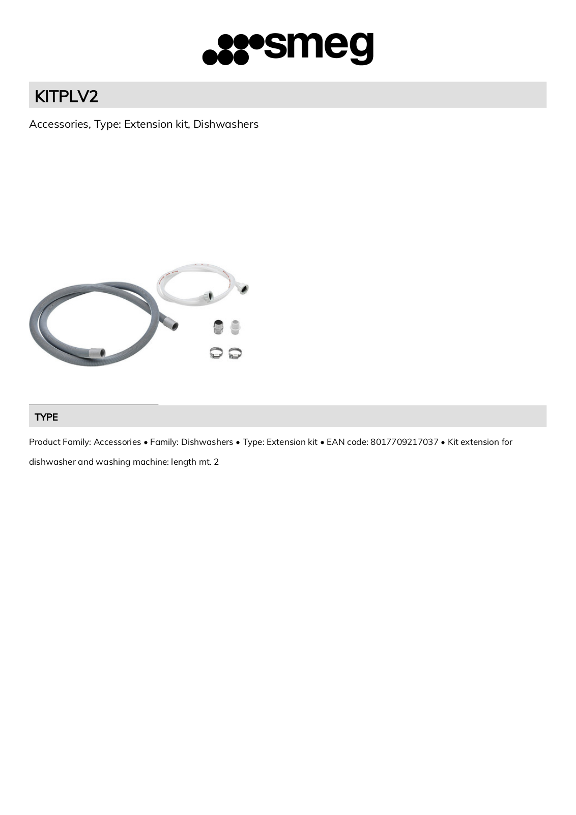 Smeg KITPLV2 Technical sheet