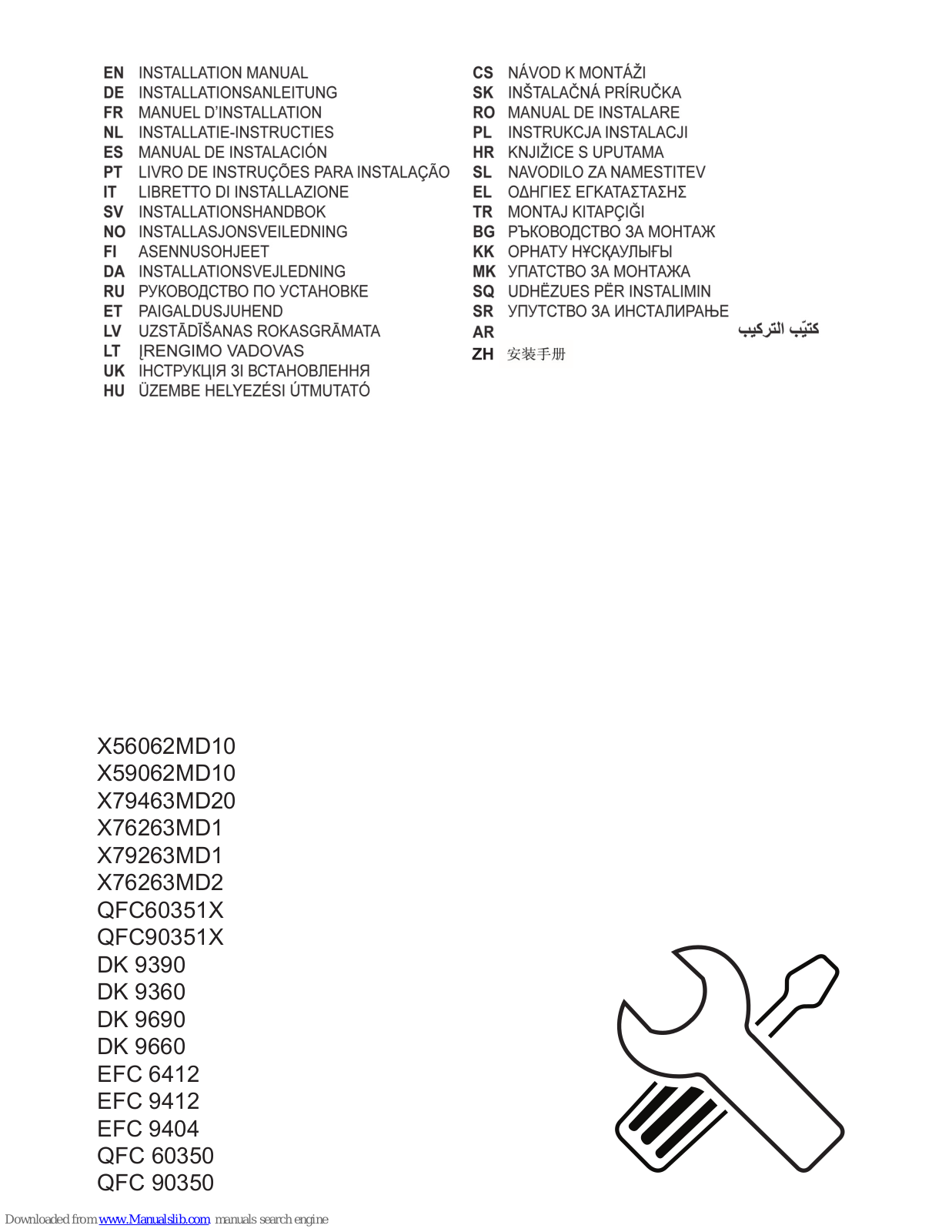 AEG X79263MD1, X56062MD10, X79463MD20, X76263MD1, X76263MD2 Installation Manual