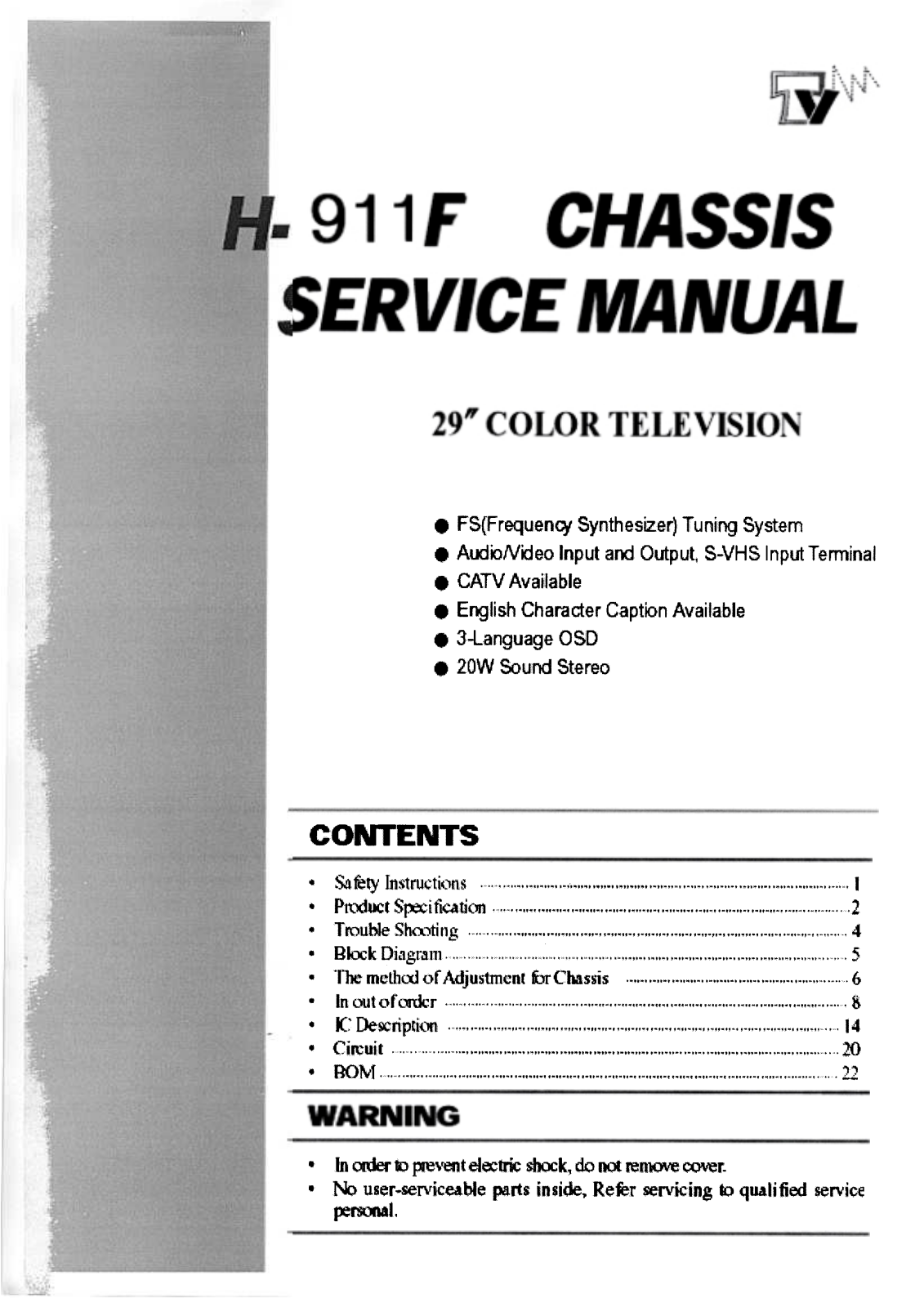 NOBLEX SM29TC652F Service Manual