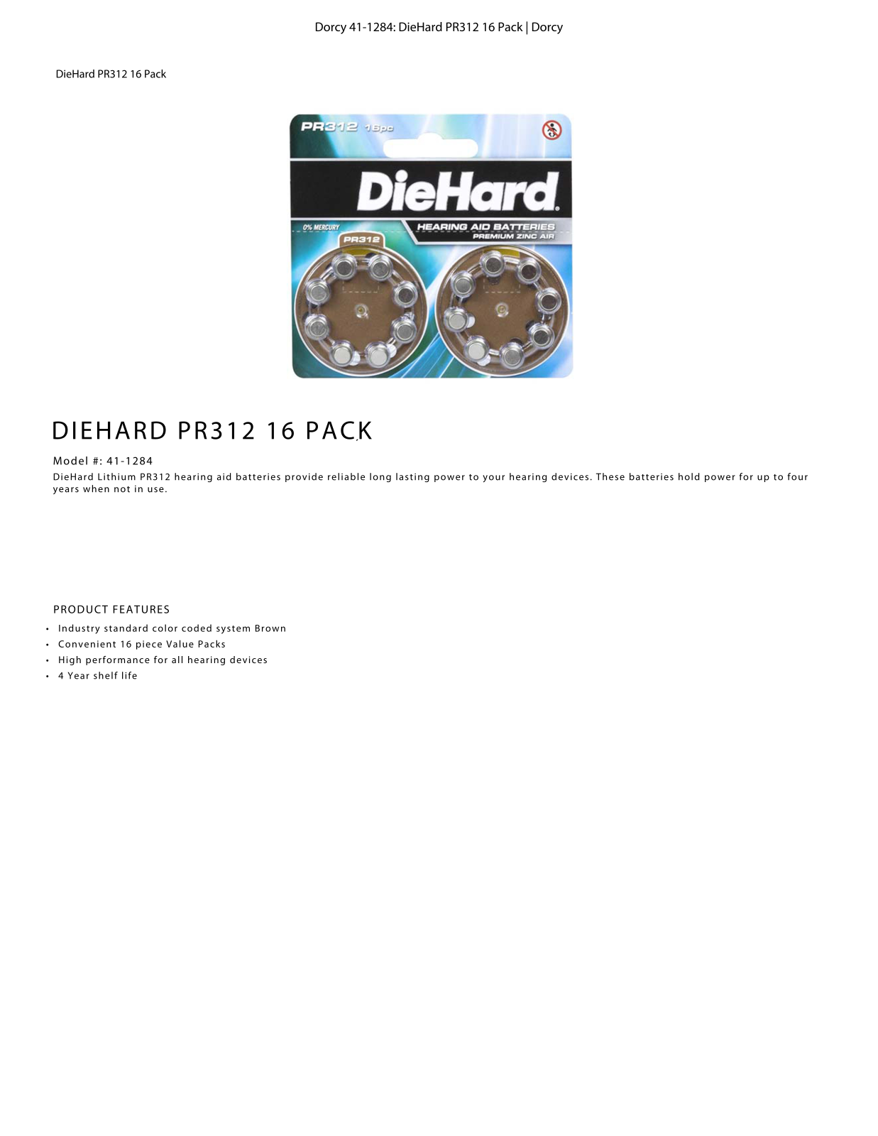 DieHard 41-1284 Data Sheet - ManualMachine.com