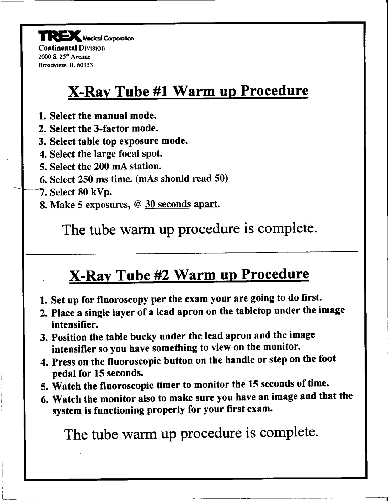 Trex TM-Series Service manual