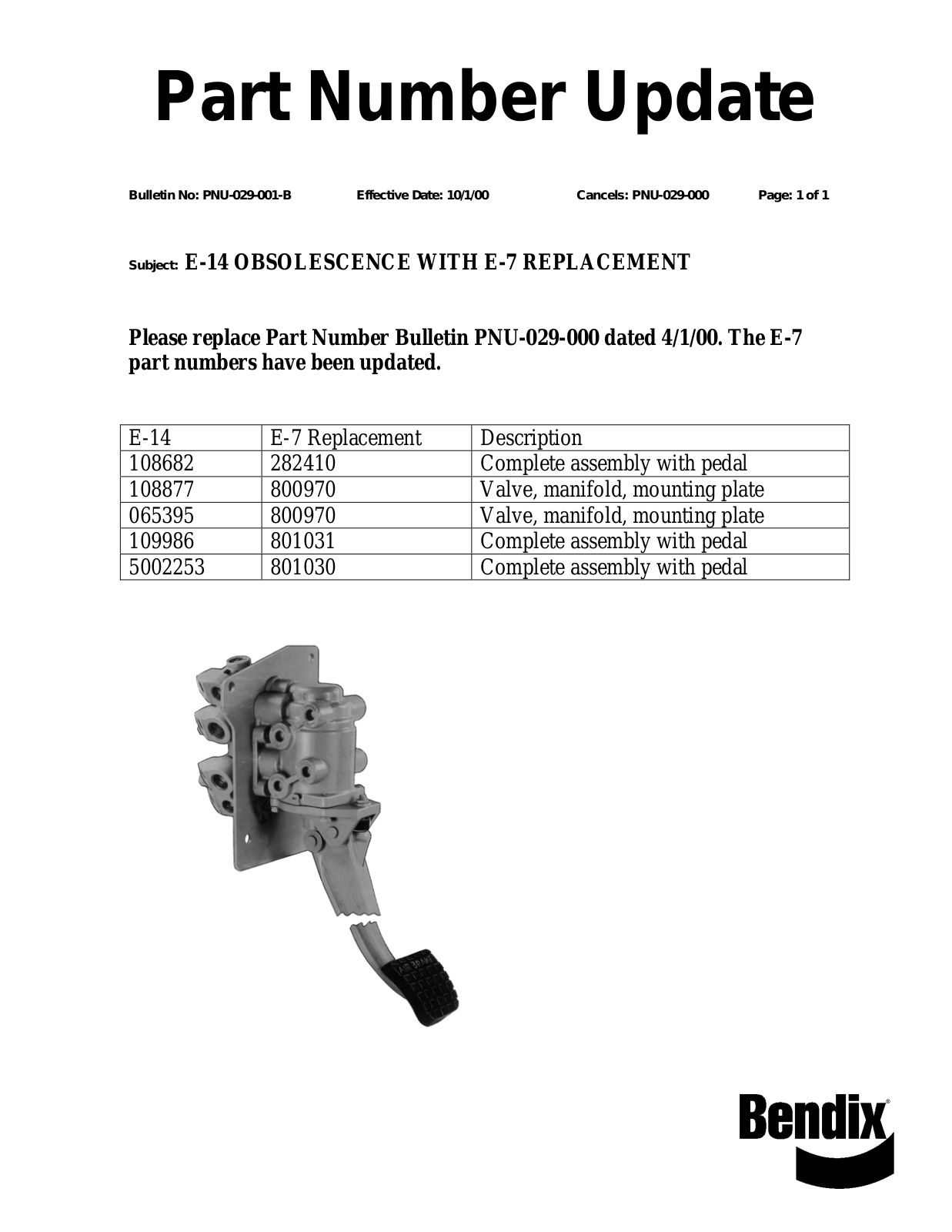 BENDIX PNU-029-001-B User Manual