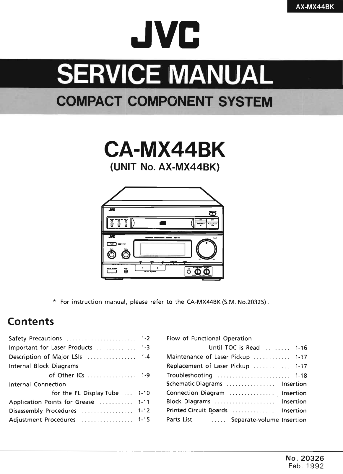 Jvc CA-MX44-BK Service Manual