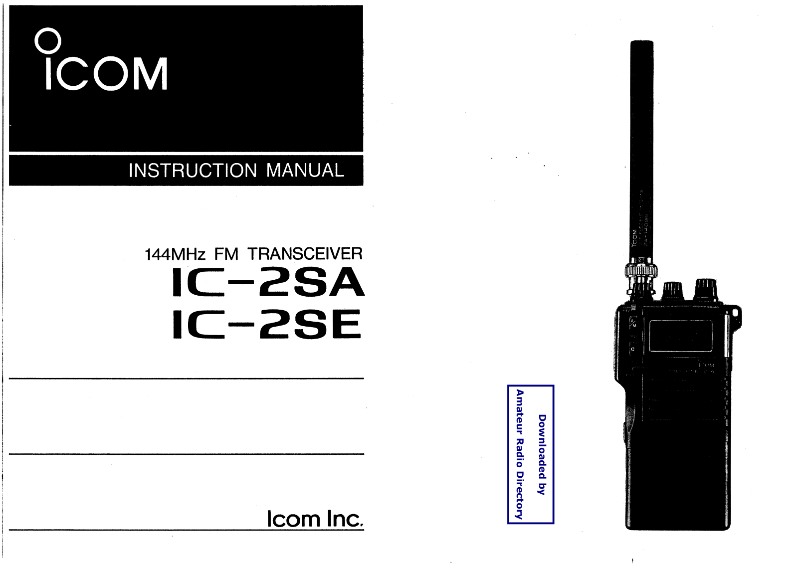 ICOM IC-2SA, IC-2SE User guide