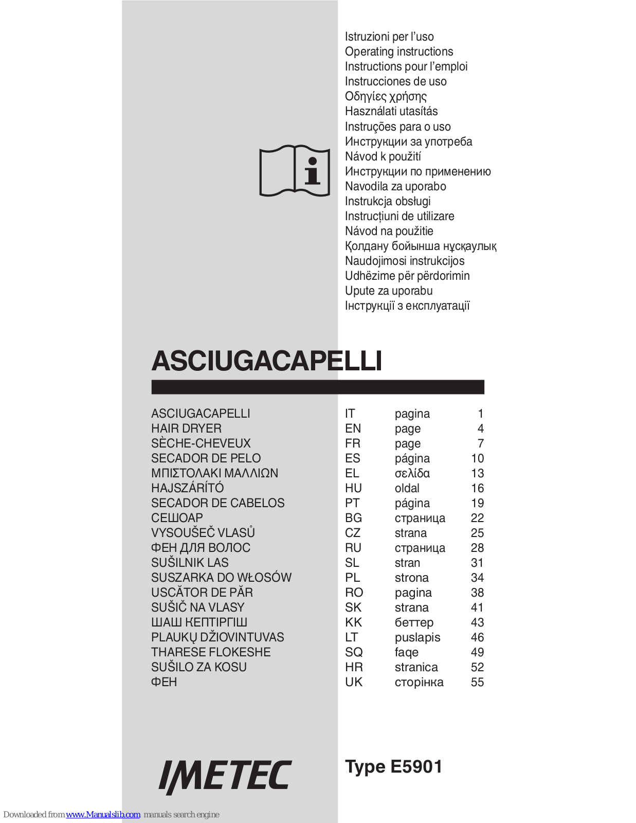 Imetec E5901, I6405 Operating Instructions Manual