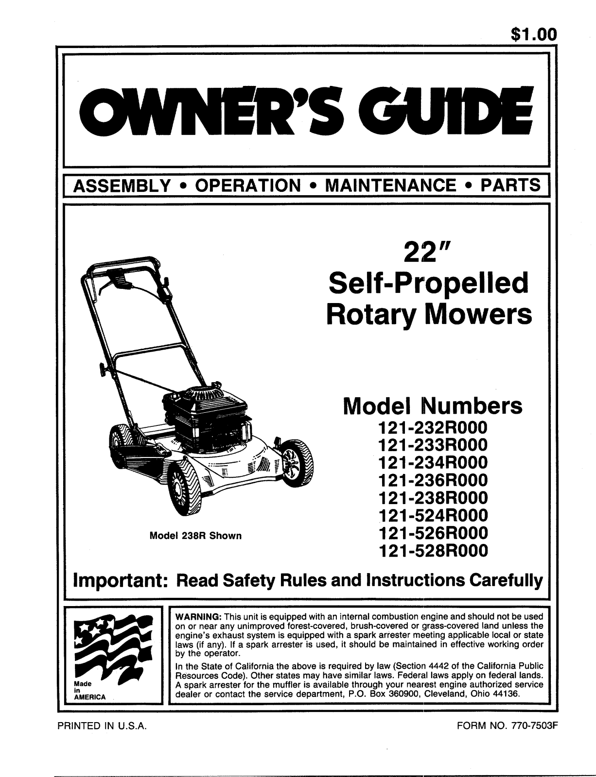 MTD 121-524R000, 121-236R000, 121-234R000, 121-233R000, 121-232R000 User Manual