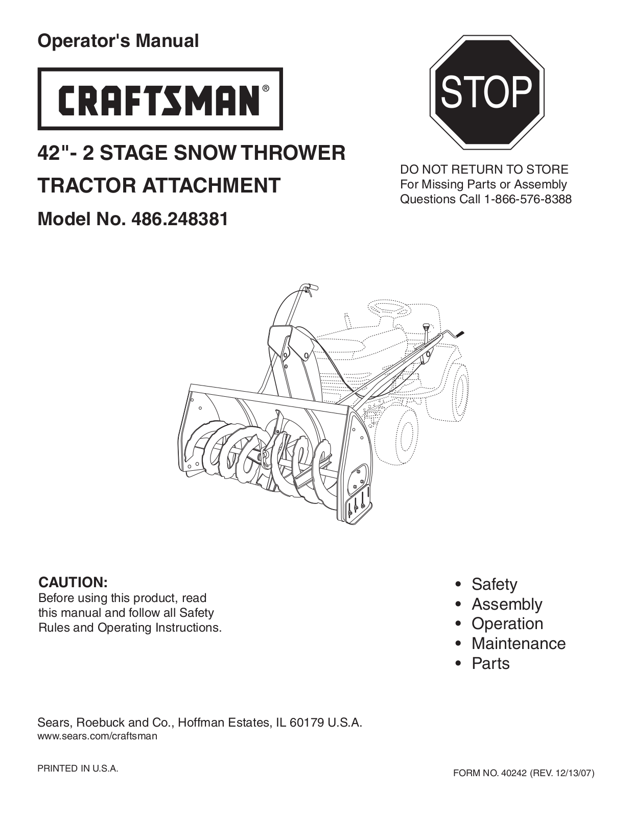 Craftsman 486.248381 User Manual