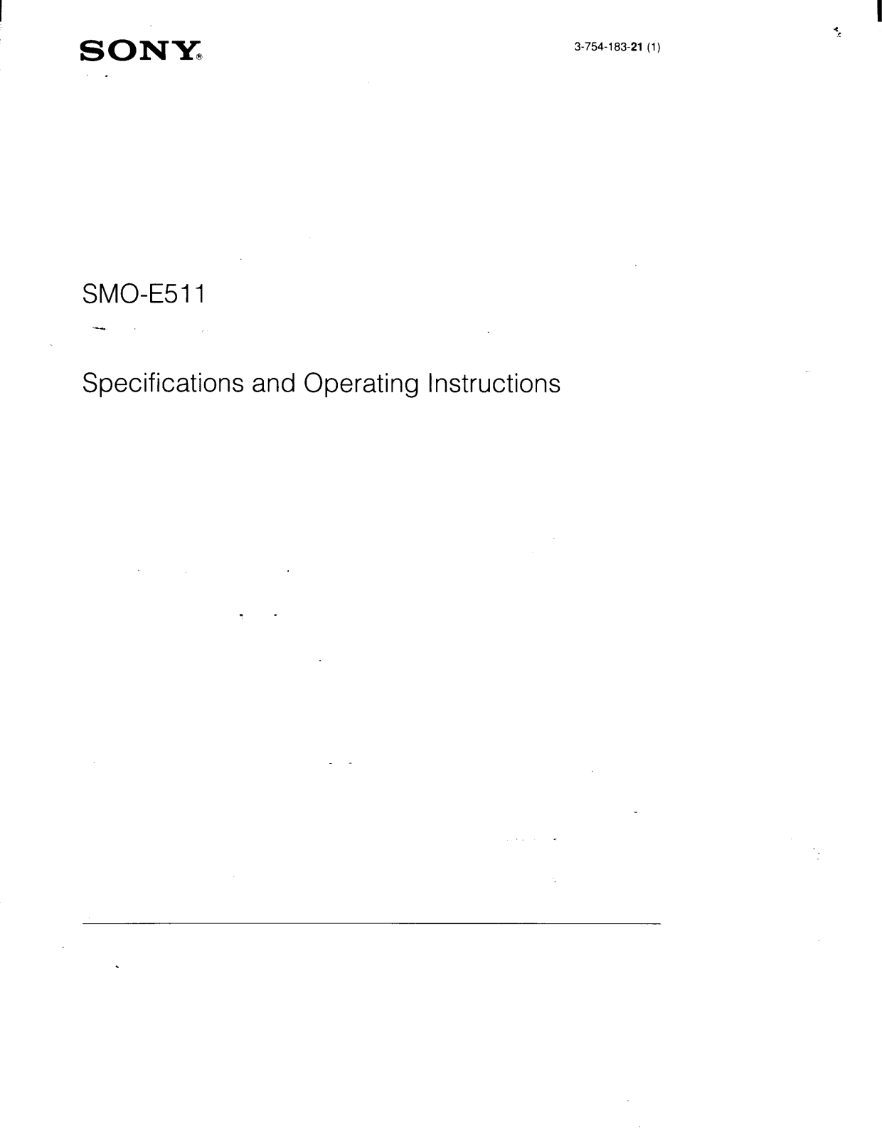 Sony SMOE511 User Manual