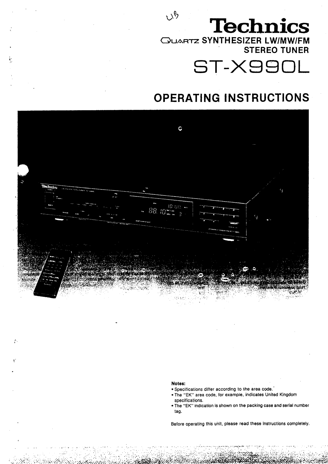 Panasonic STX990 User Manual