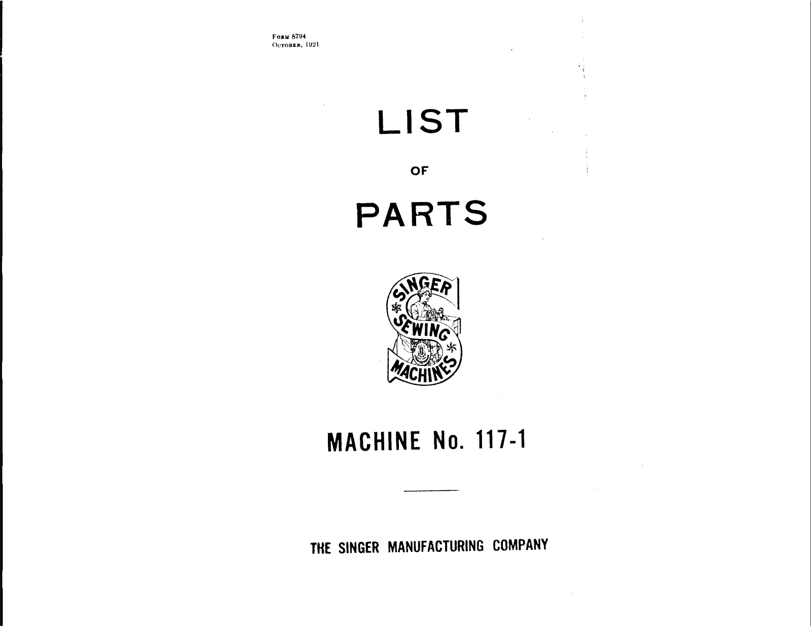 Singer 117-1 User Manual