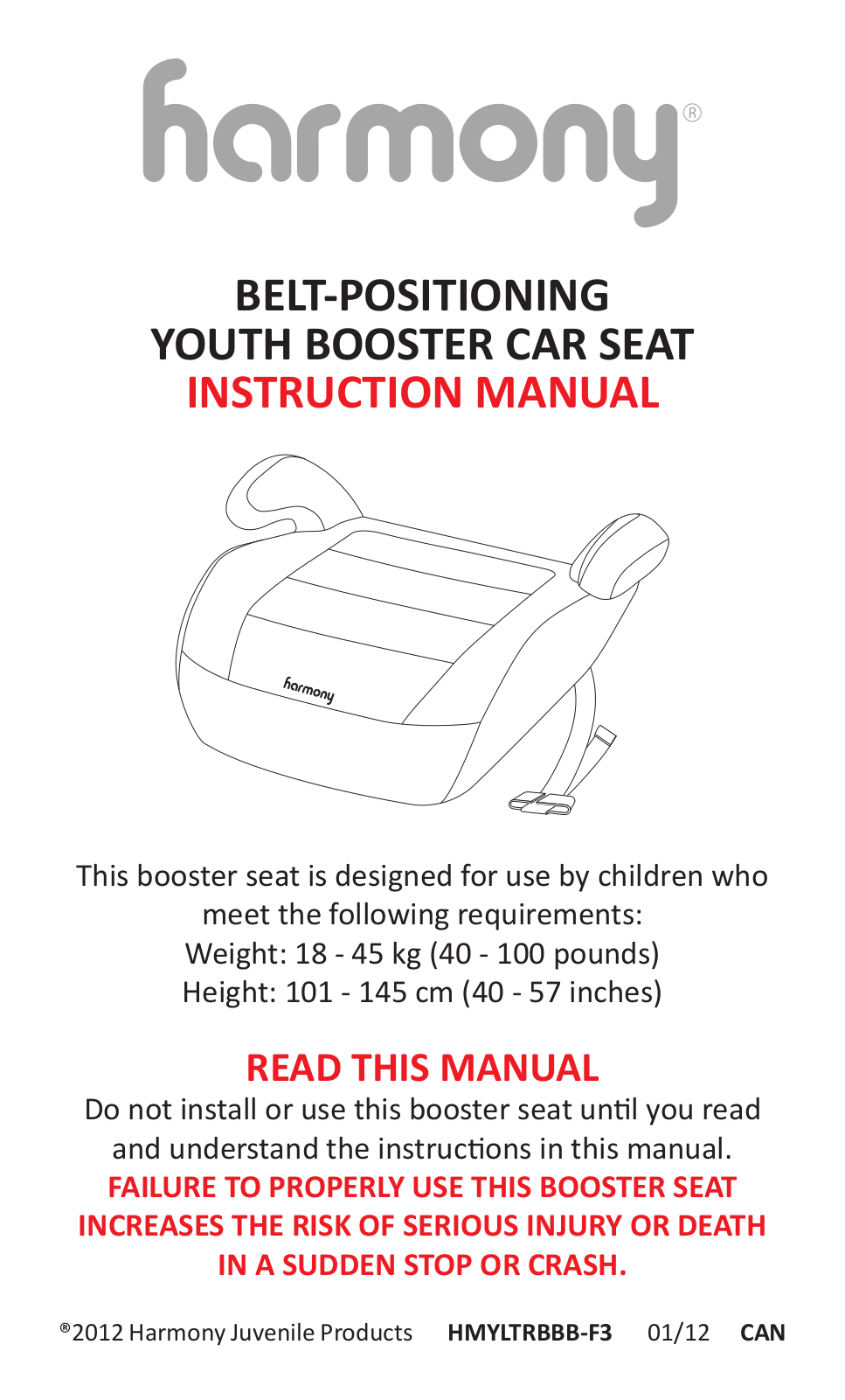 Harmony Car Seat Instruction Manual