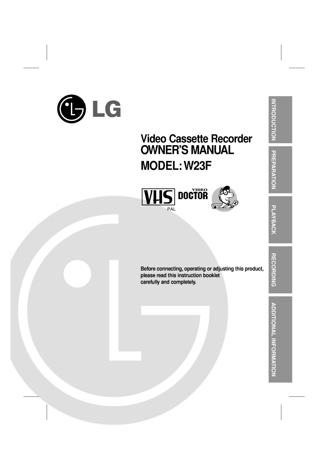 LG W23F User Manual