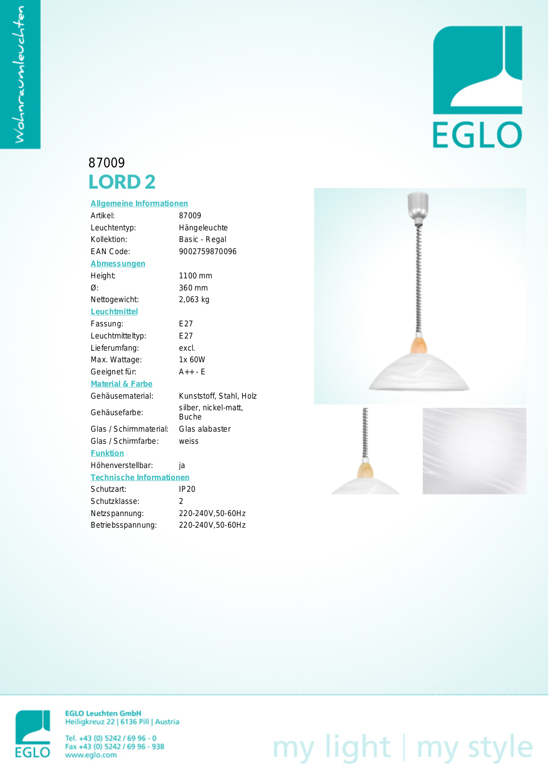 Eglo 87009 Service Manual