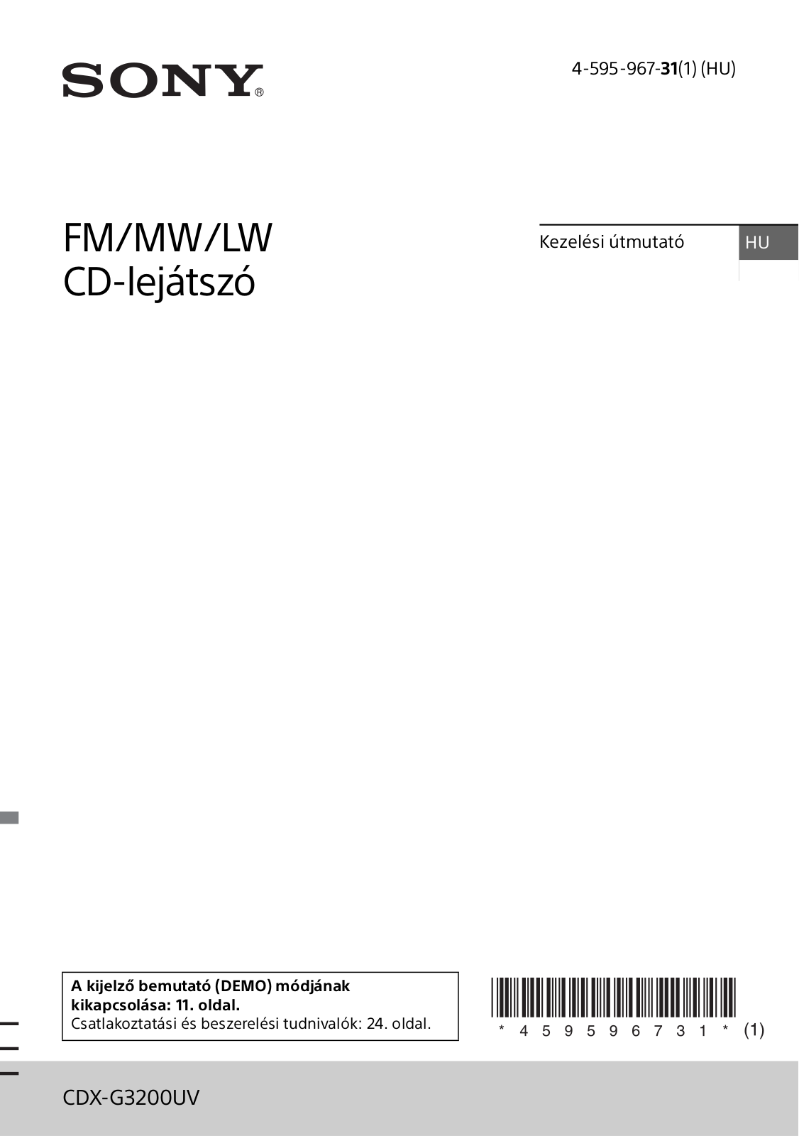 Sony CDX-G3200UV User Manual