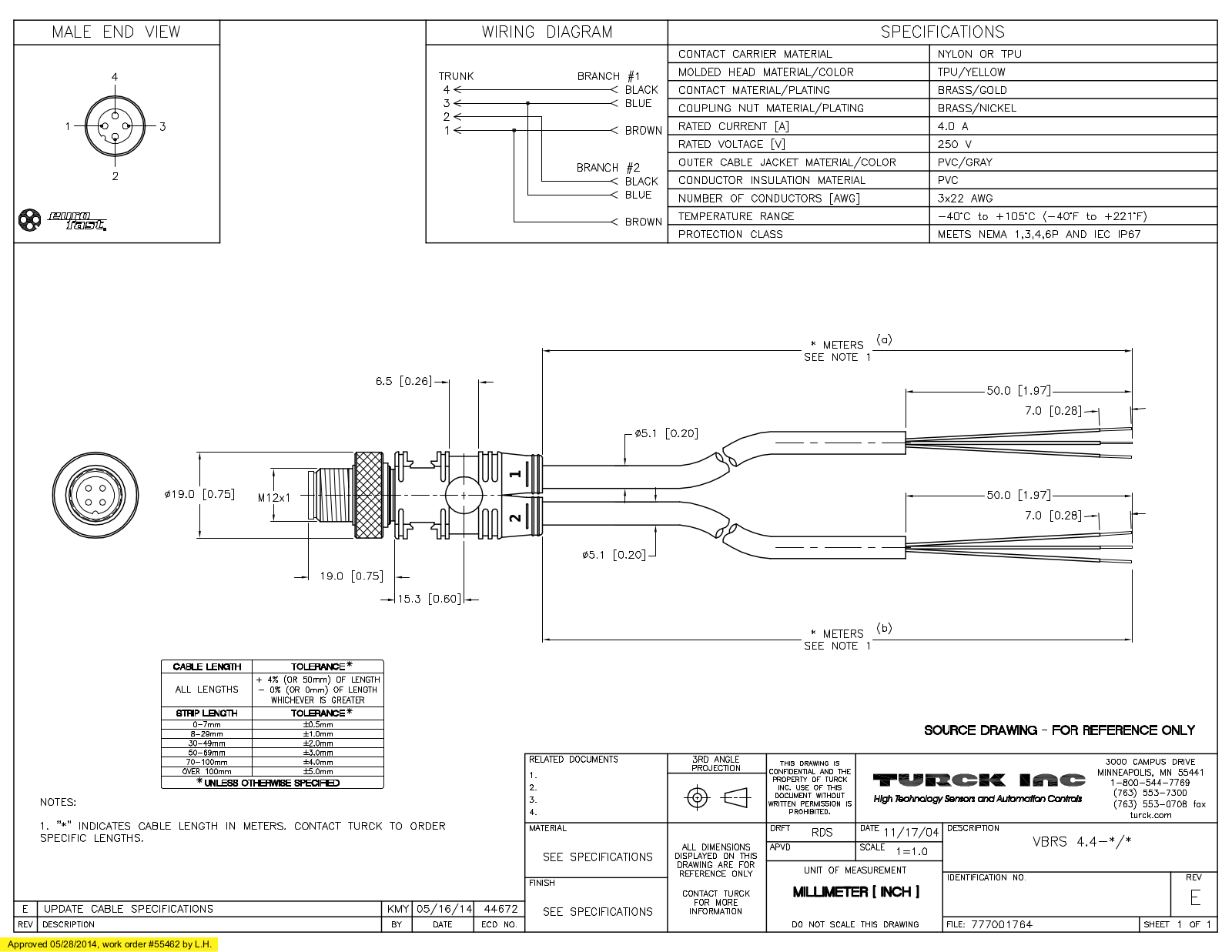 Turck VBRS4.4-0.3/0.3 Specification Sheet