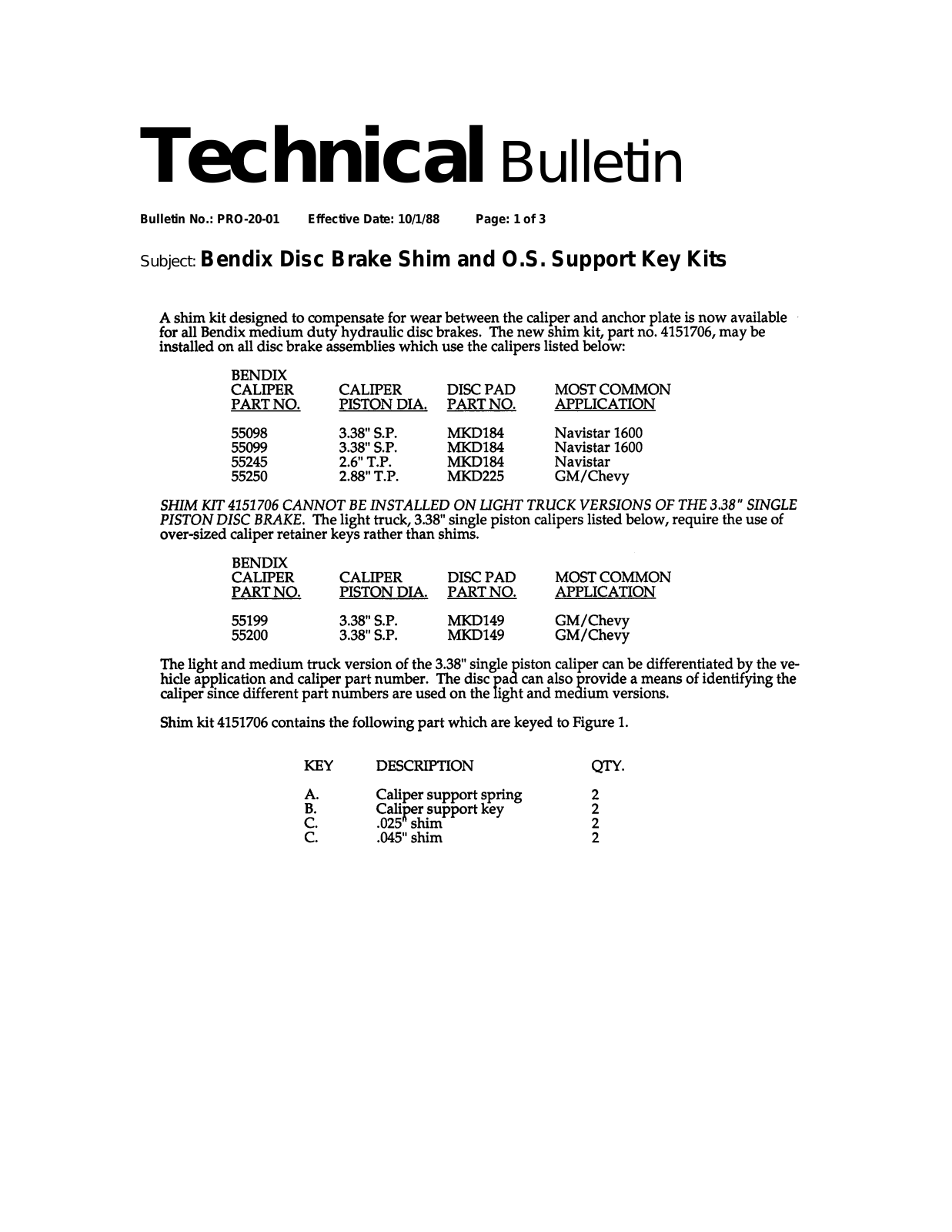 BENDIX TCH-020-001 User Manual