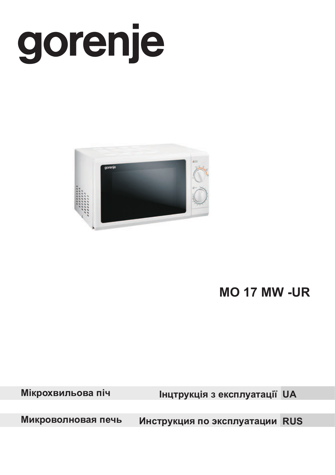 Gorenje MO-17 MW-UR User manual