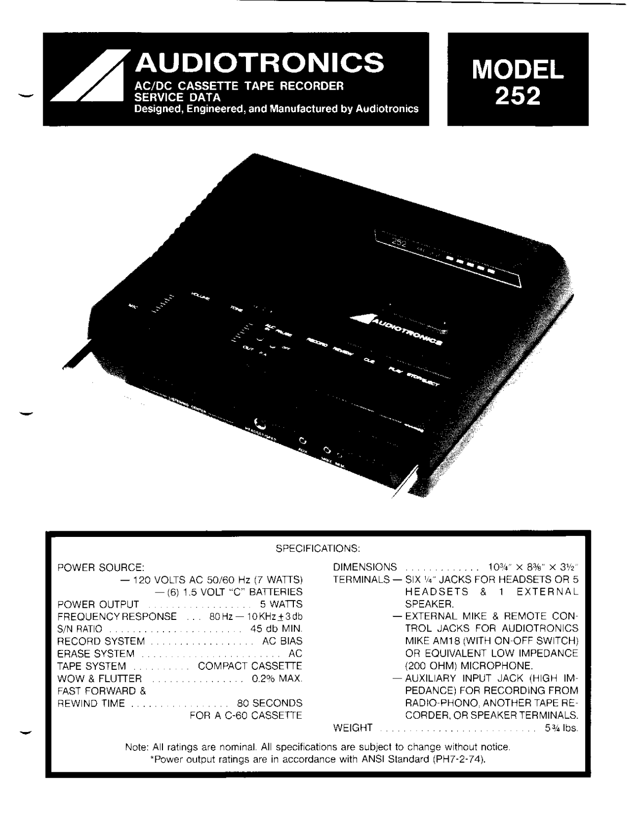 Audiotronics 252 User Manual - ManualMachine.com