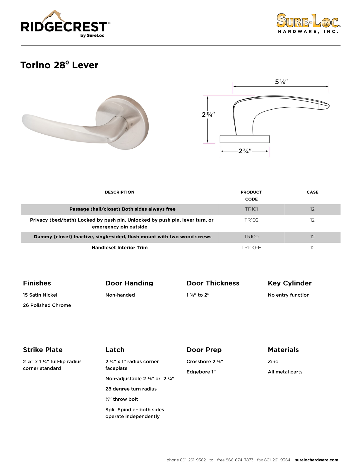 Sure-Loc Hardware SLOC1024 Specifications - ManualMachine.com