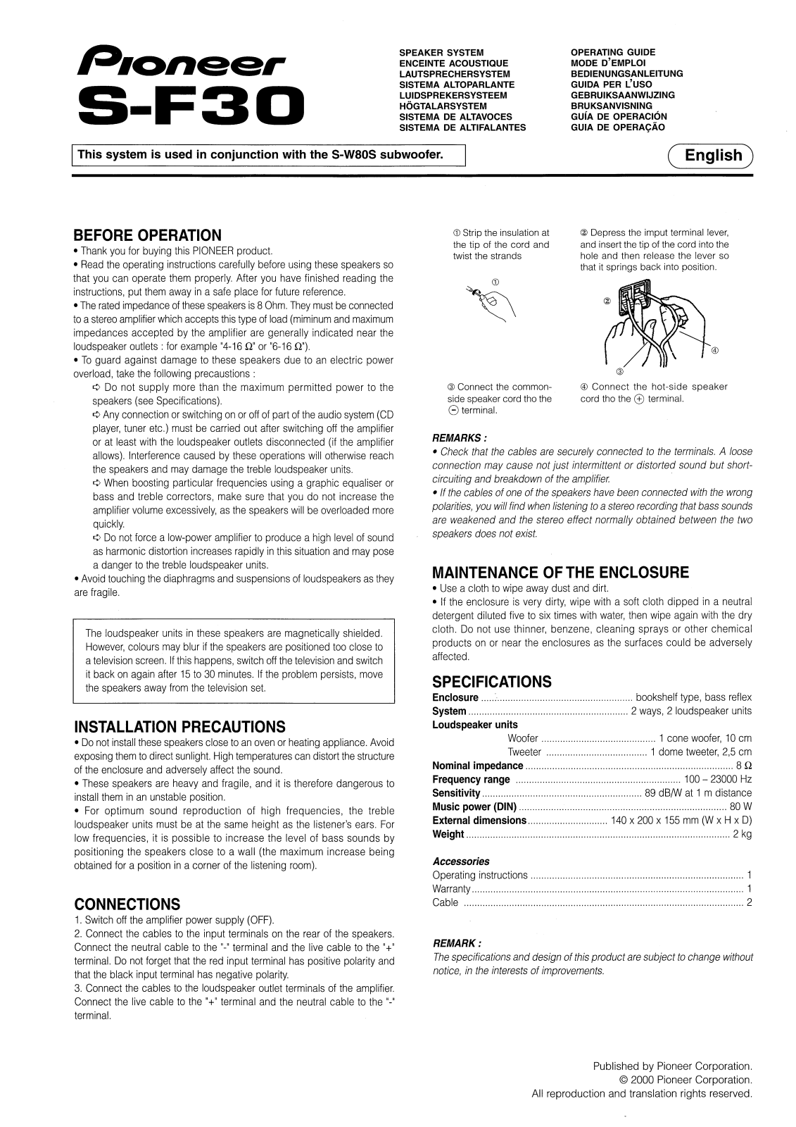 Pioneer S-F30 User Manual