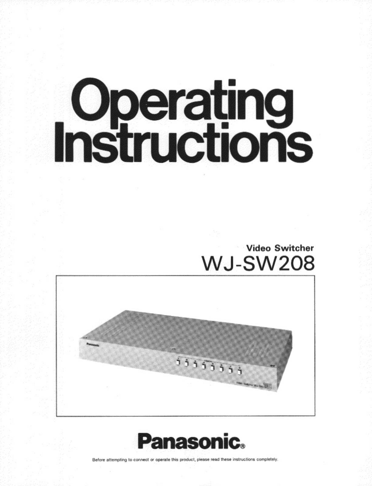 Panasonic WJ-SW208 User Manual