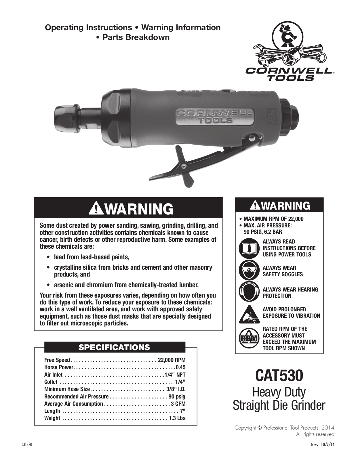 Cornwell Tools CAT530 Operating Instructions Manual - ManualMachine.com