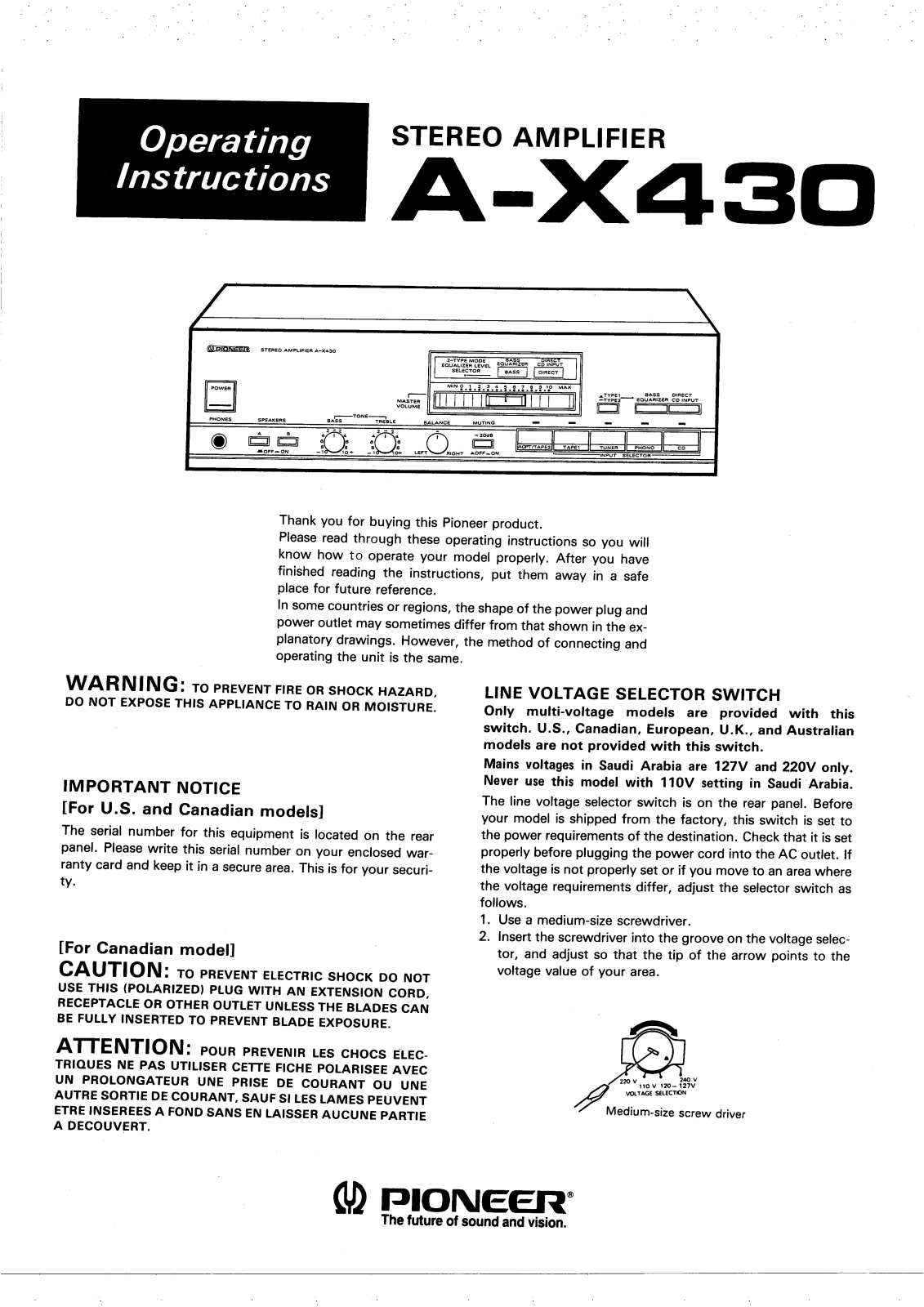 Pioneer A-X430 Manual