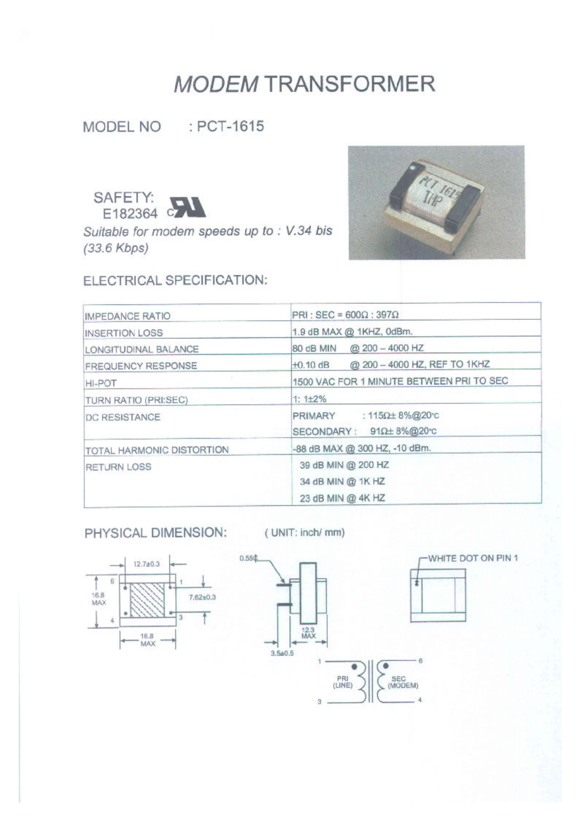 MICRO PCT-1615 Datasheet