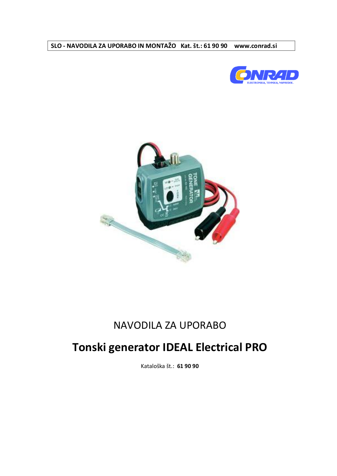 IDEAL Electrical Tone Generator Instruction Manual