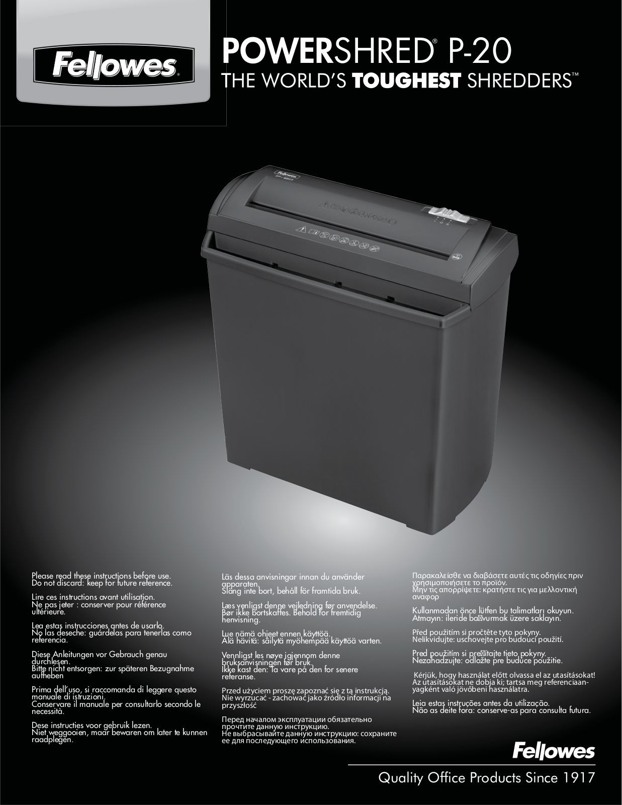 Fellowes P-20 User Manual